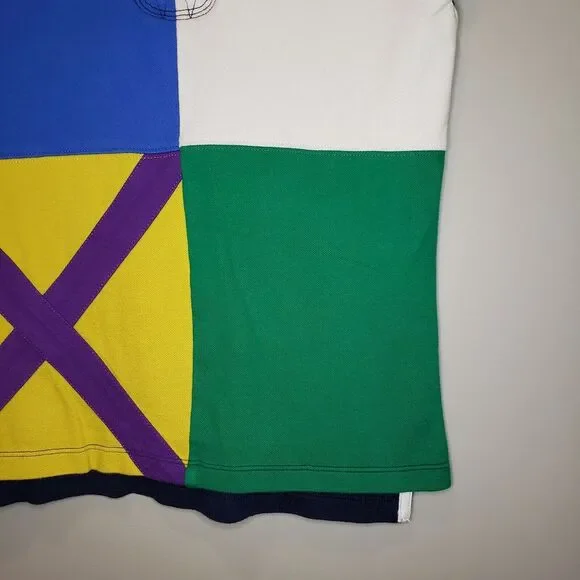 Girls POLO RALPH LAUREN Polo Shirt Size 10-12 Large Colorblock Patchwork - Picture 6 of 6
